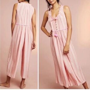 Anthropologie Pink Striped Jumpsuit